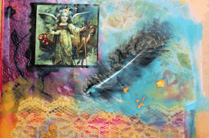 Encaustic Mixed Media Angel Collage