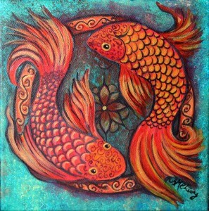 Two Fish, 2014 12" x 12" acrylic on canvas