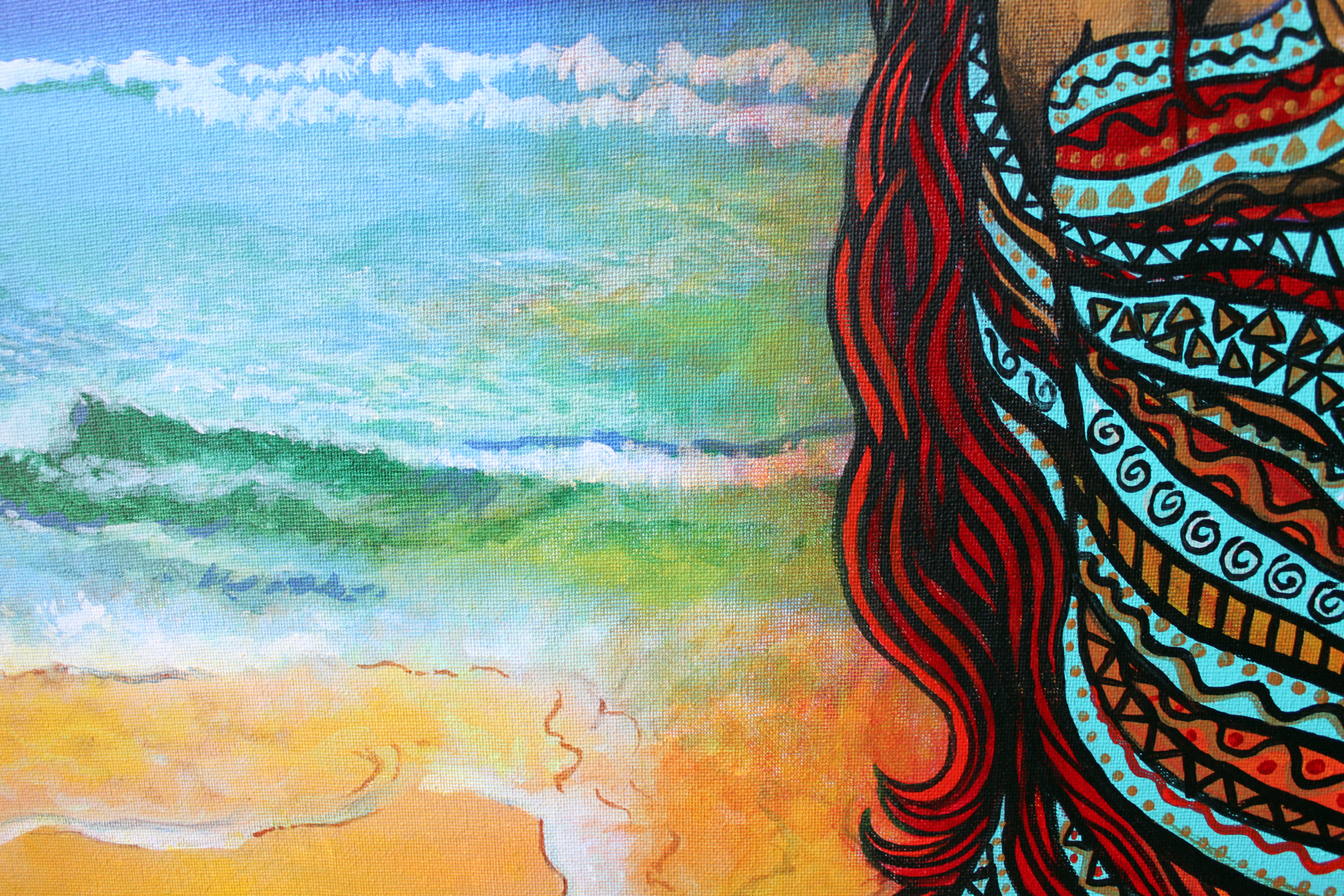 Acrylic on gallery wrapped canvas. Varnished and ready for hanging. $600CDN Size: 12 W x 24 H x .75 in © Ann-Marie Cheung ARTIST